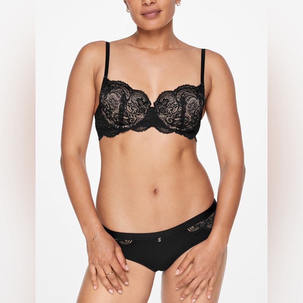 Thirdlove 24/7 Memory Foam Lace Balconette Black Sz 42E